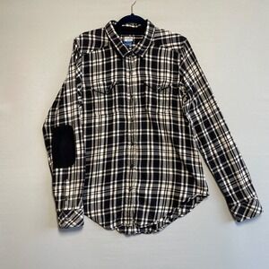 Kavu True Outdoor Wear Plaid Flannel Shirt Long Sleeve Button Up Black White‎ M